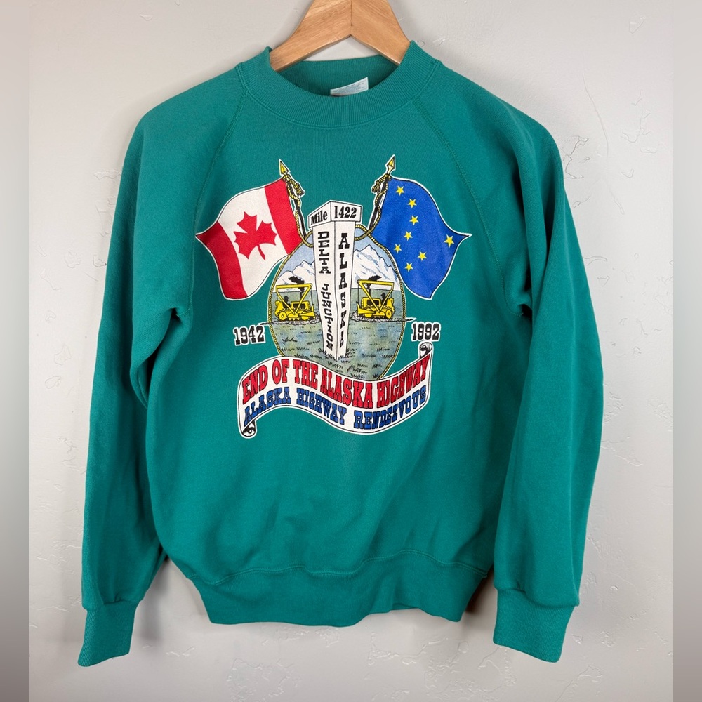 Vintage Alaska Sweatshirt End of the Alaska Highway Delta Junction Crewneck M - Picture 2 of 8